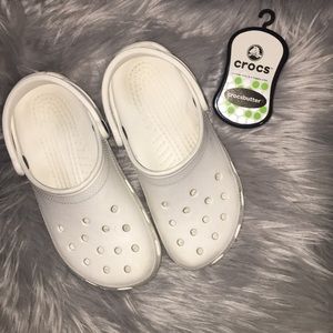 white crocs + croc butter